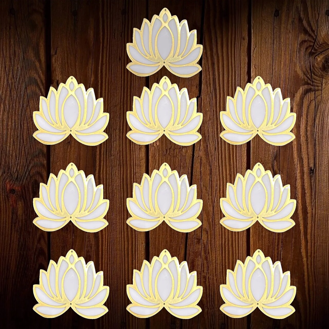 10 Pcs Lotus Flower Cutout DIY Rangoli Decoration for Diwali Pooja Festival Wedding Decor Reusable Lotus Rangoli Floor Decoration for Home Temple - Party Celebratio